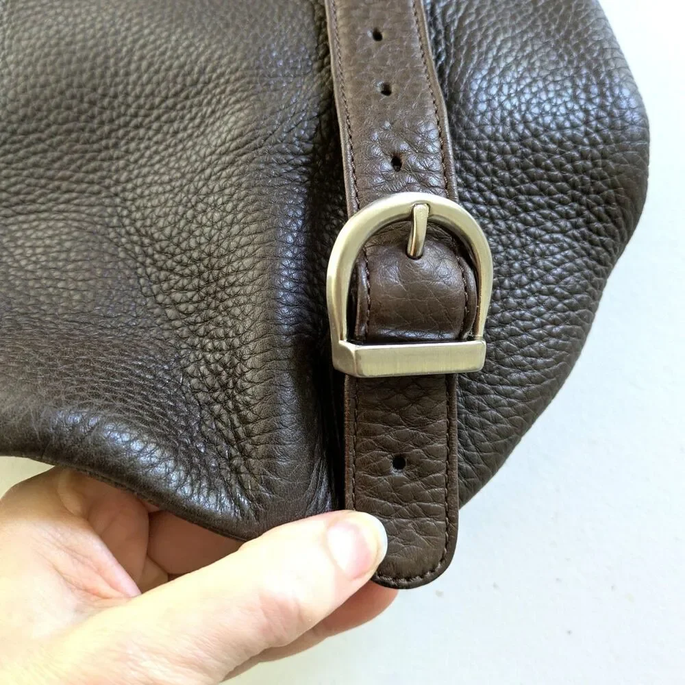 Eddie Bauer Leather Backpack Rucksack Brown Pebbled Bookbag Gorpcore 90s Vintage